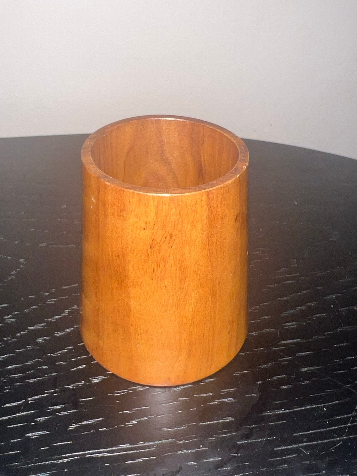 Vintage houten lepelbakje / pennenbakje - Olijfhout Spanje, Ophalen of Verzenden