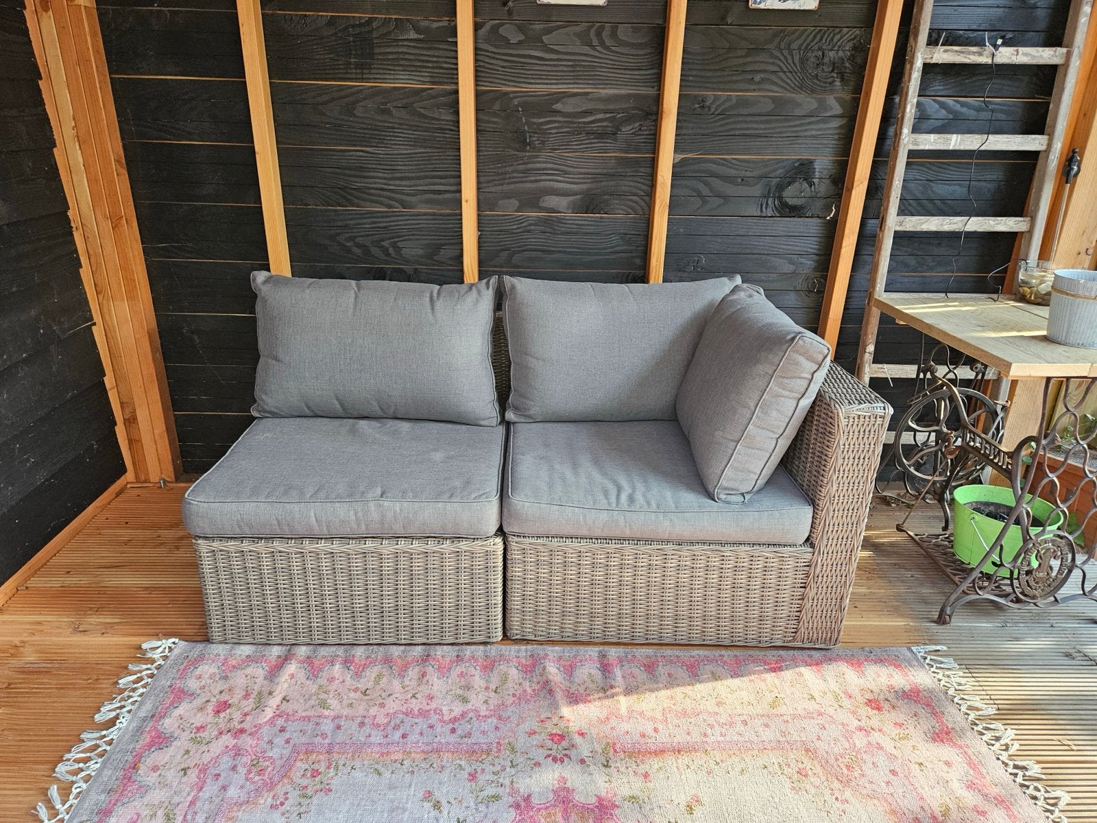 Le Sud Pescara Wicker Loungeset Hoekfauteuil + Middendeel, Tuin en Terras, Tuinsets en Loungesets, Gebruikt, Loungeset, Wicker