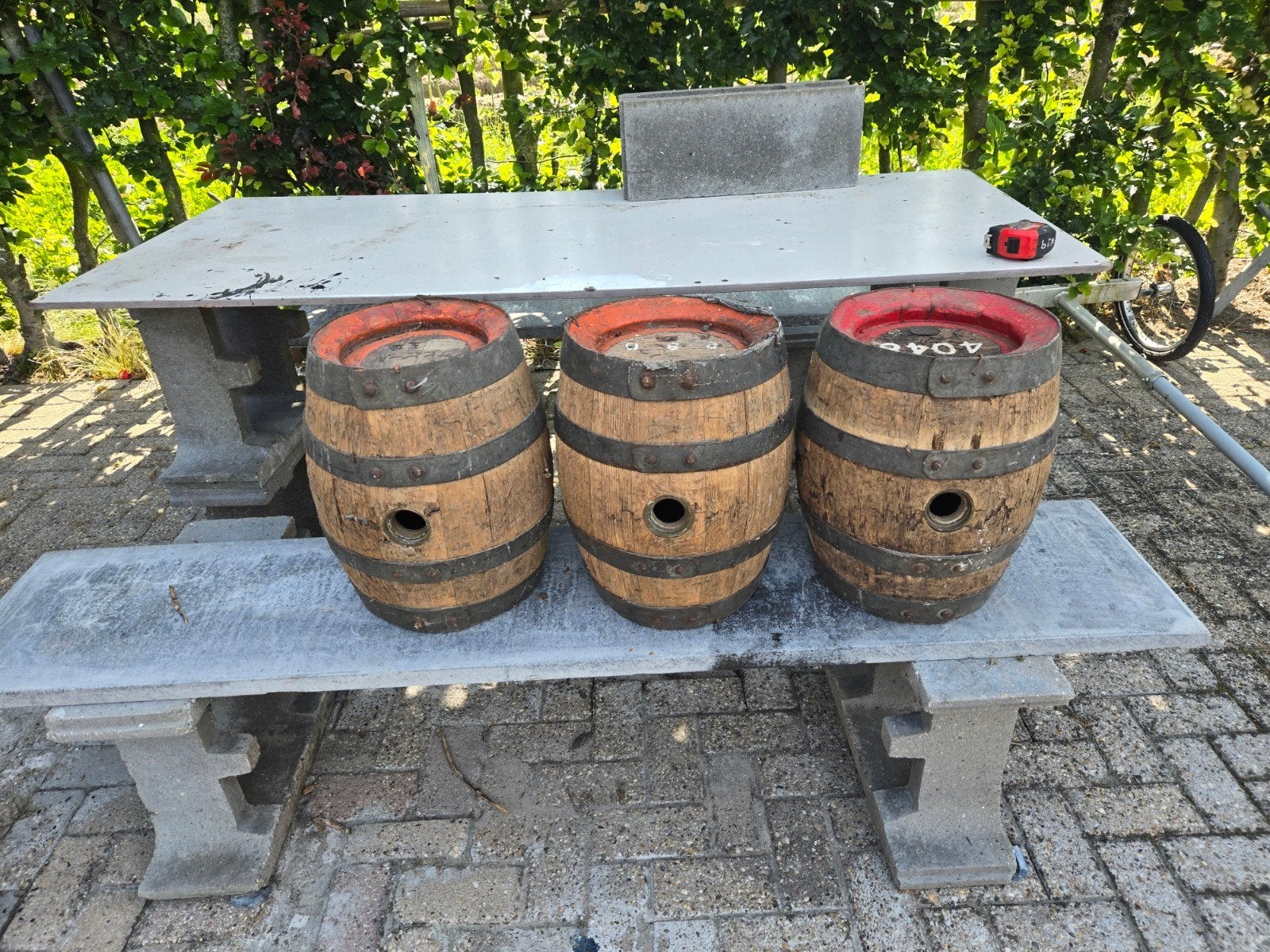 3 Vintage Houten Vaten / Wijnvaten - Decoratie, Ophalen of Verzenden