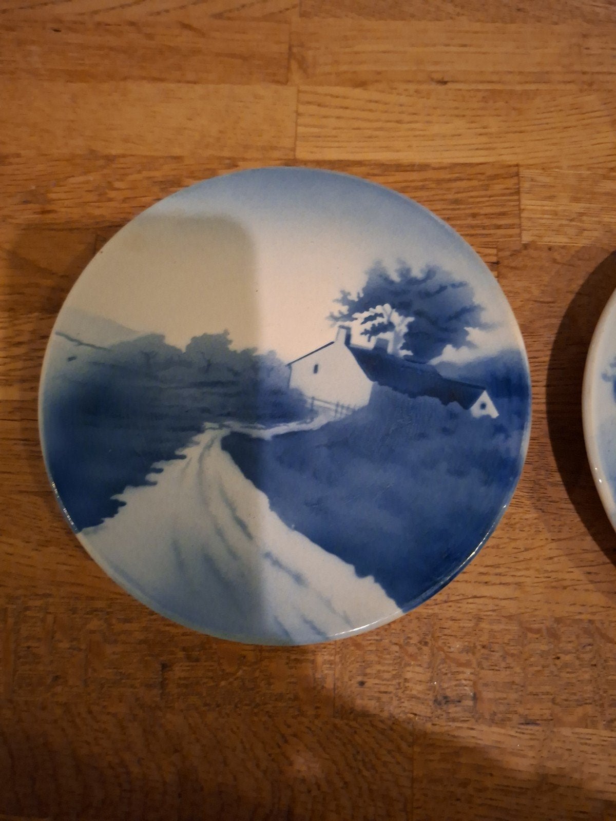Twee Vintage Wandborden met Landschap, Blauw-Wit, Duitsland, Antiek en Kunst, Ophalen of Verzenden