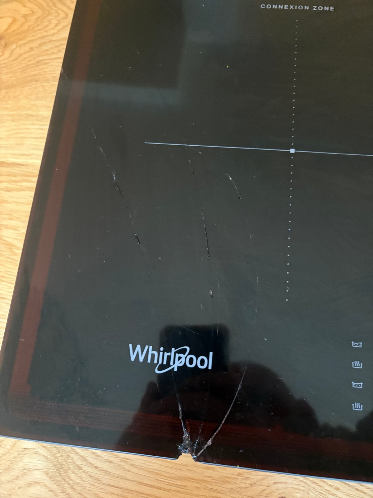 Whirlpool Inductie kookplaat - Glas kapot, werkt perfect, Witgoed en Apparatuur, Ophalen, Gebruikt, Inductie