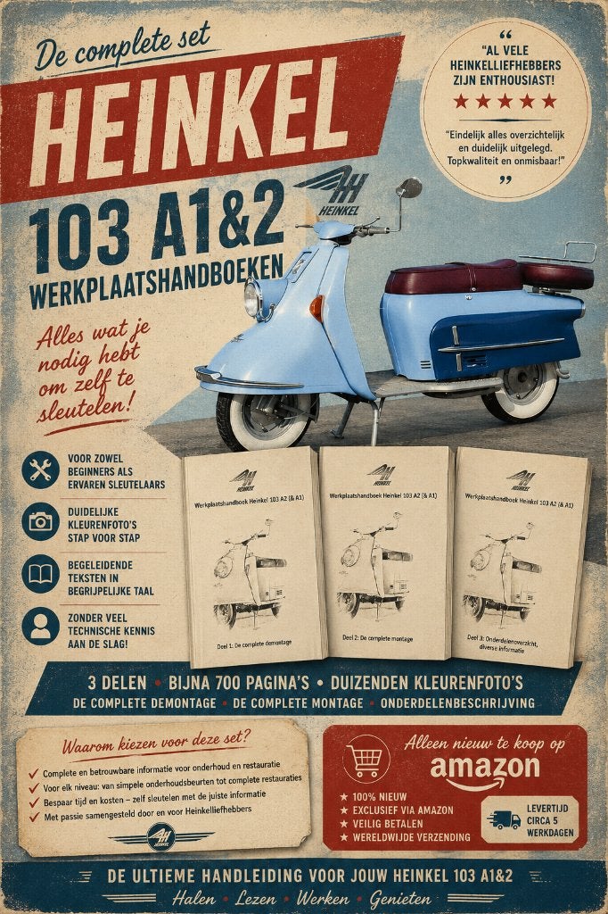 Werkplaatshandboeken Heinkel Tourist 103 A1 & A2, Motoren, Verzenden, Overige merken
