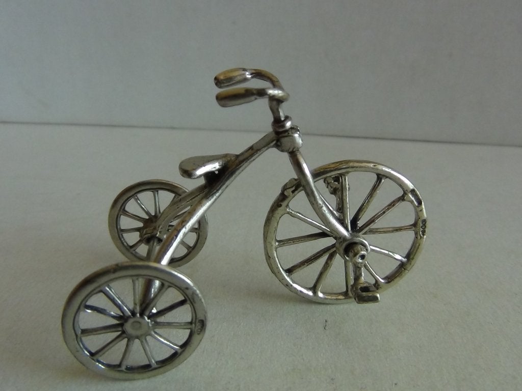Miniatuur zilver FC8 3 wieler fietsje zilveren miniaturen, Verzenden, Zilver