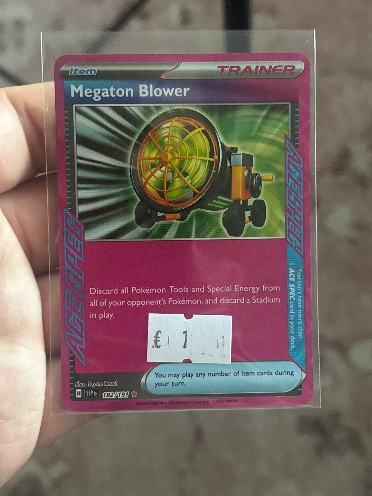 Pokémon TCG: Megaton Blower Trainer Kaart ssp 182/191), Ophalen of Verzenden, Zo goed als nieuw, Losse kaart