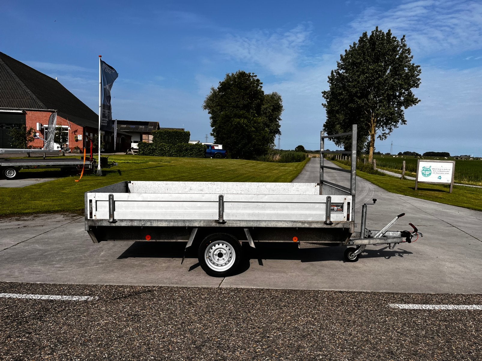 Anssems enkelas plateau aanhanger enkelasser geremd, Ophalen, Gebruikt