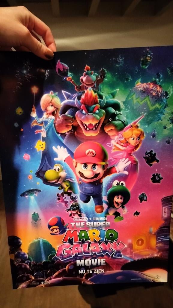 Super Mario Galaxy Movie Poster - Origineel en Nieuw!, Rechthoekig Staand, Nieuw, Ophalen of Verzenden, A1 t/m A3