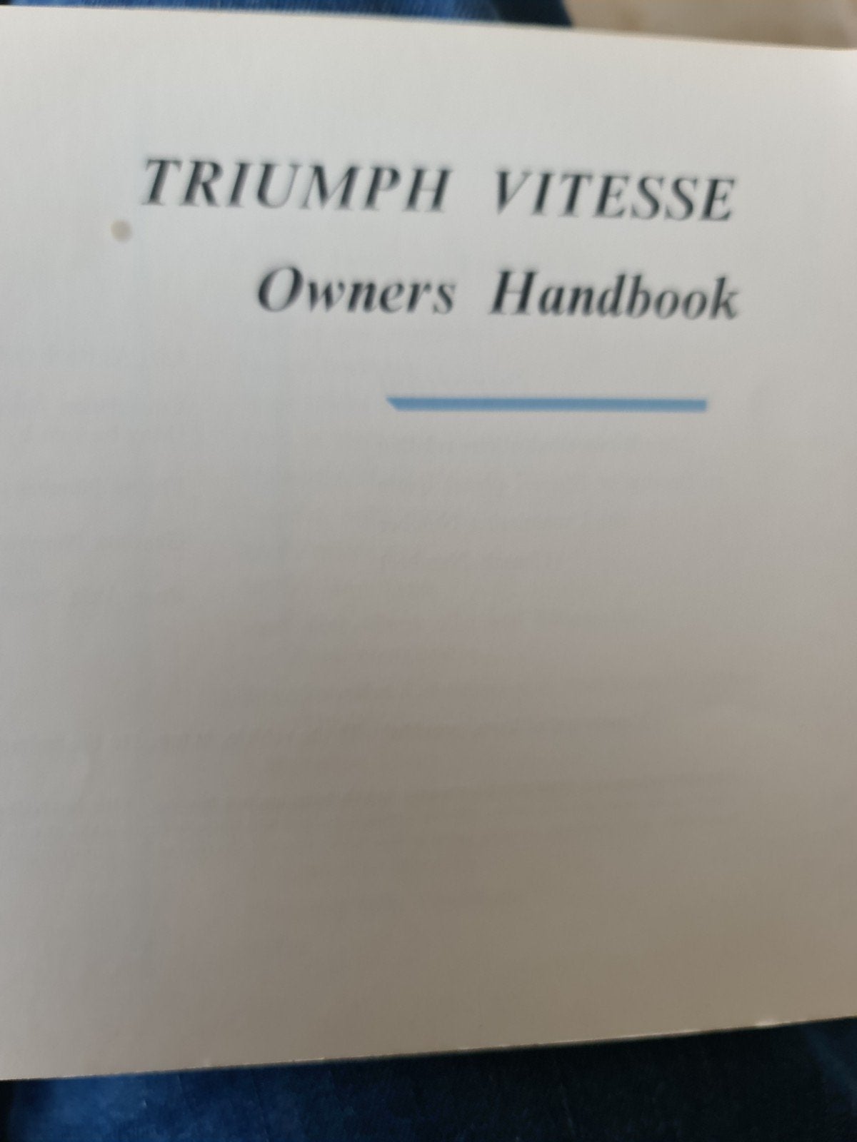 Origineel Triumph Vitesse Owners Handbook - Handleiding, Ophalen of Verzenden
