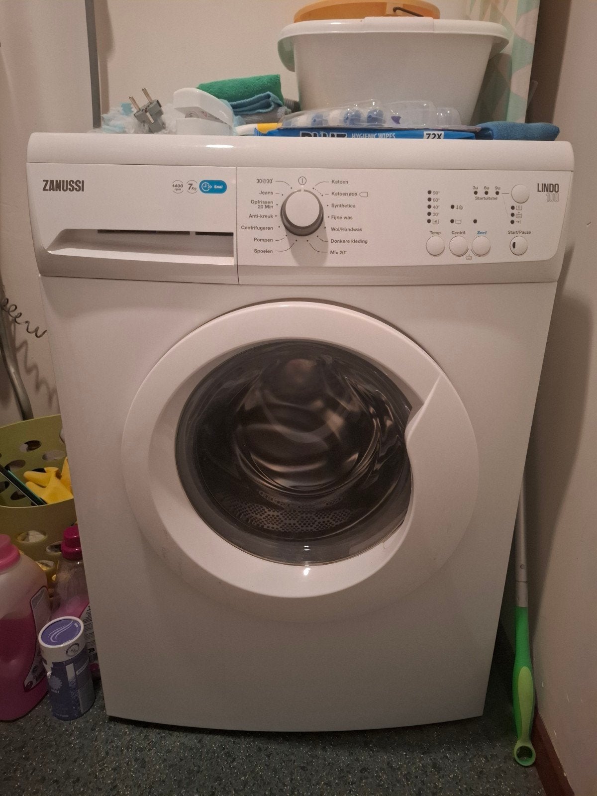 Zanussi Lindo 100 Wasmachine - 7kg, 1400 toeren, Witgoed en Apparatuur, Ophalen, Gebruikt, Voorlader, Kort programma