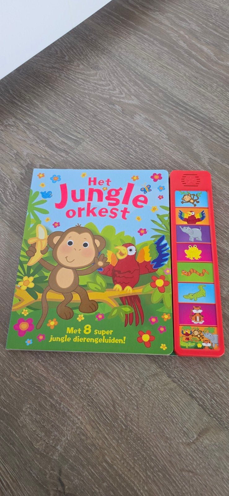 Geluidenboek: Het Jungle Orkest - 8 vrolijke dierengeluiden, Boeken, Zo goed als nieuw, Ophalen, Onbekend, Uitklap-, Voel- of Ontdekboek