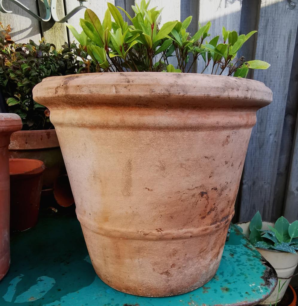 Italiaanse terracotta pot zware kwaliteit 27cm hoog Miekje, Ophalen, ., Rond, Minder dan 40 cm