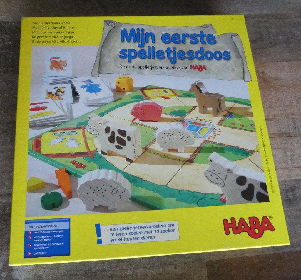 HABA - Mijn eerste spelletjesdoos vanaf 3 jaar., Hobby en Vrije tijd, Gezelschapsspellen | Bordspellen, Vijf spelers of meer, Ophalen of Verzenden