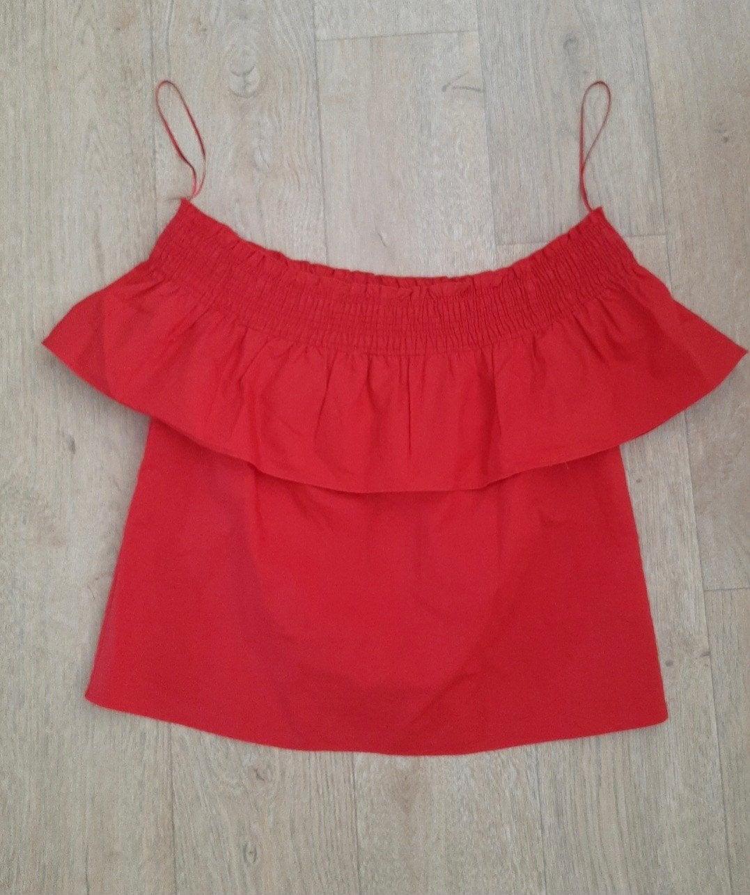 Rode off-shoulder zomerblouse  Maat 42, Maat 42/44 (L), Formule Joven, Ophalen of Verzenden, Gedragen