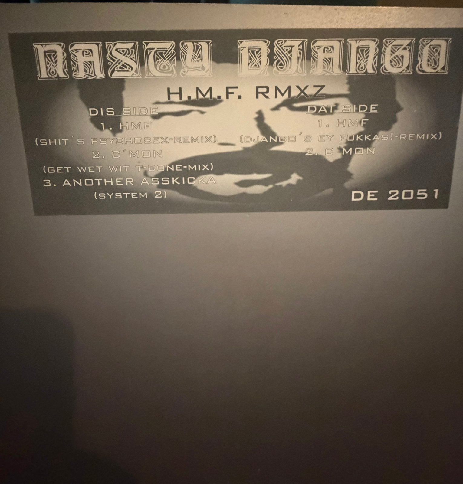 Gabber Vinyl Nasty Django Hardcore MF Rmx 1996, Cd's en Dvd's, Ophalen of Verzenden, Zo goed als nieuw, 12 inch