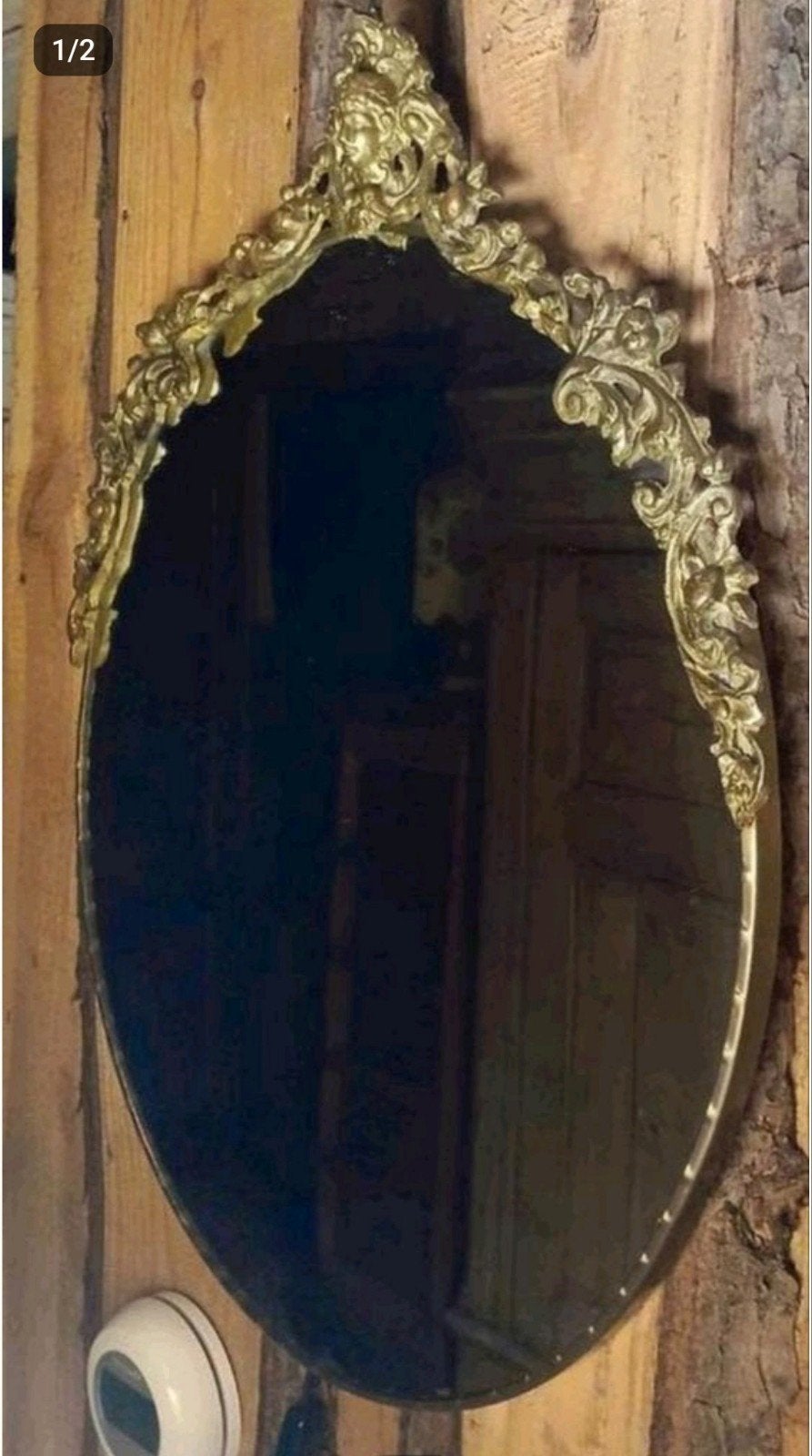 Antieke spiegel met messing frame, Ophalen of Verzenden