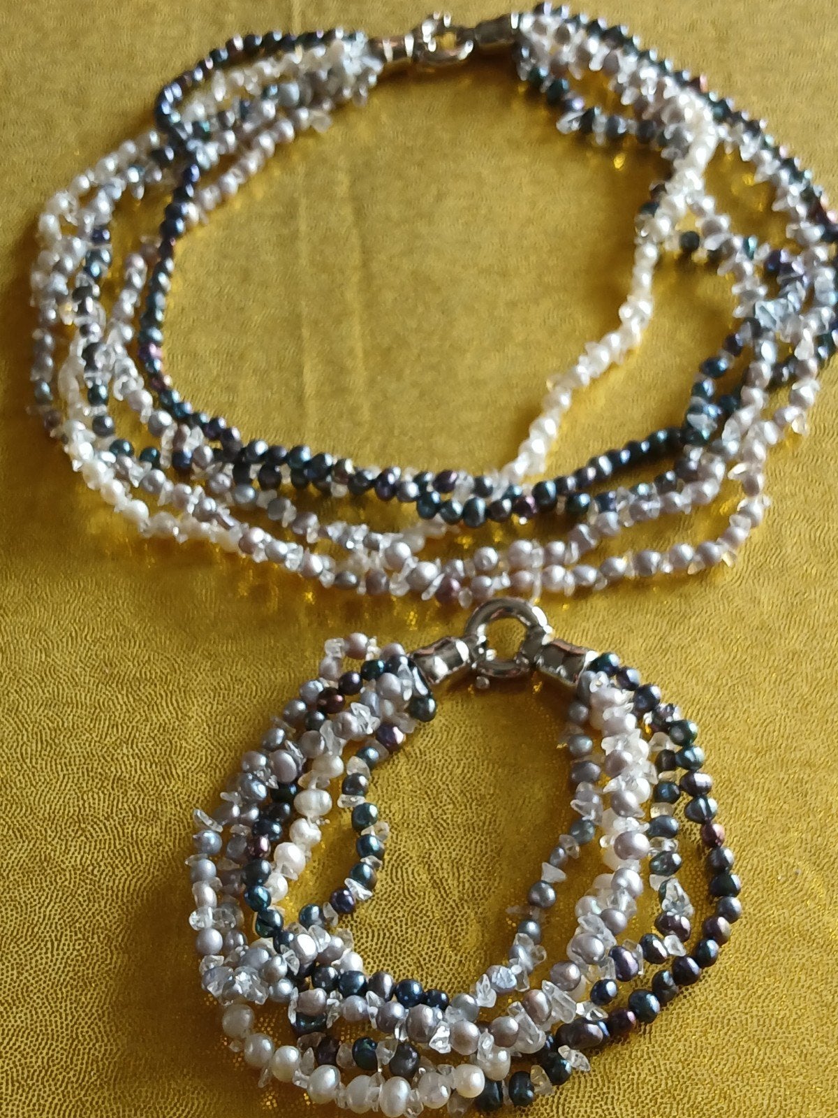 Parelketting  en armband, Ophalen of Verzenden, Zo goed als nieuw, Overige kleuren, Overige materialen