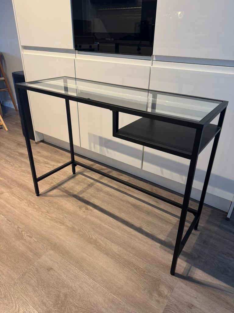 Ikea VITTSJÖ laptoptafel zwart 100 x 36 cm, Ophalen, 75 cm of meer, 60 cm of meer, Rechthoekig