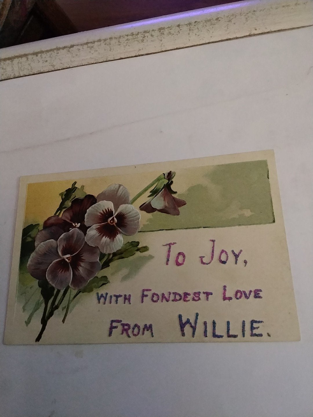 Antieke Ansichtkaart: Bloemen met Liefdesboodschap, Ophalen of Verzenden, Voor 1920, Gelopen, Natuur