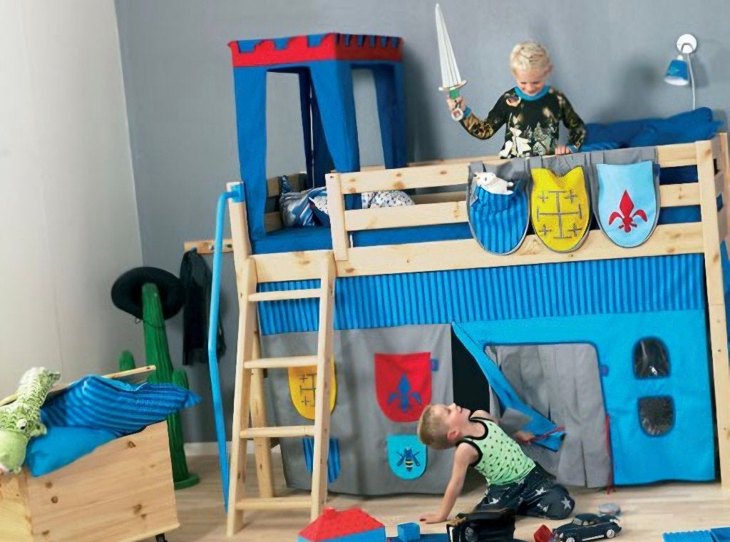 Bedtent kasteel/ridder speelgordijnen - Flexa halfhoogslaper, Ophalen, Gebruikt, Halfhoogslaper