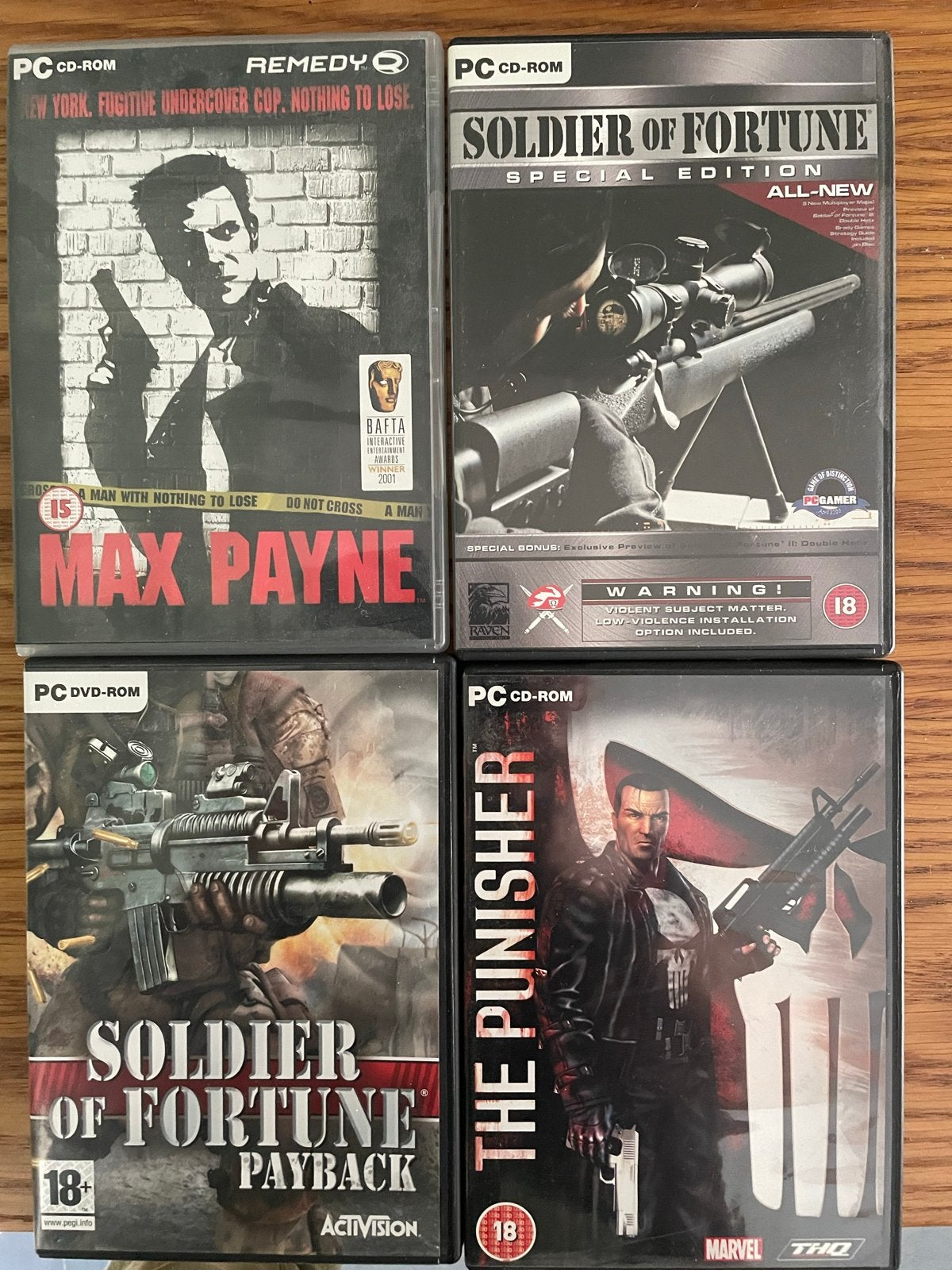PC CD-ROM Games: Max Payne, Soldier of Fortune, The Punisher, Gebruikt, Vanaf 18 jaar, Shooter, 1 speler