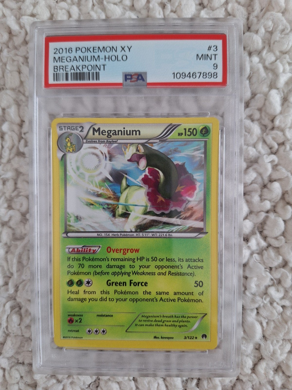 Pokemon Meganium XY Holo slab graded, Ophalen of Verzenden, Zo goed als nieuw