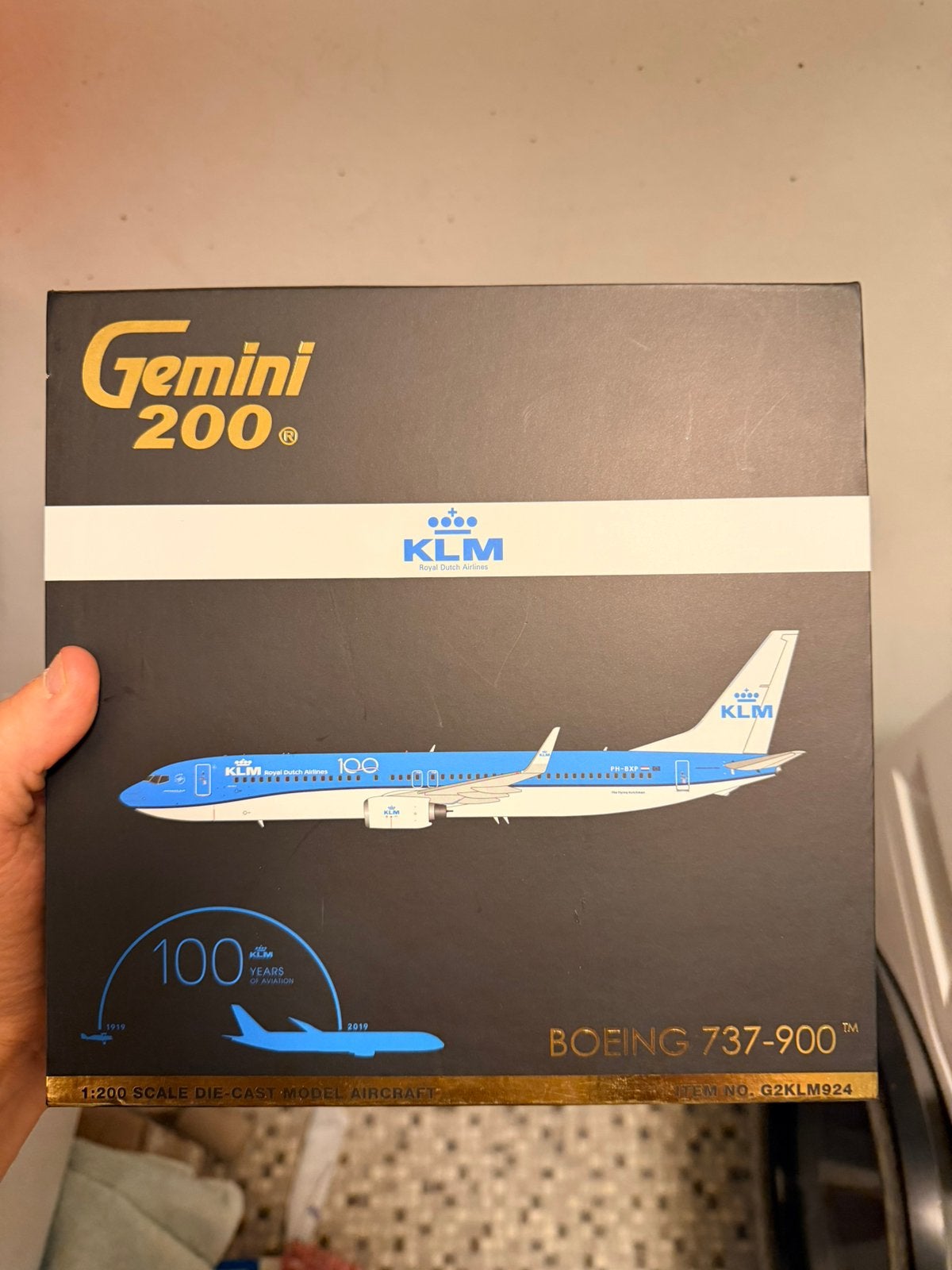 KLM Boeing 737-900 PH-BXP – Gemini 200 – 1:200 100 Jaar KLM, Ophalen of Verzenden, Zo goed als nieuw, Schaalmodel