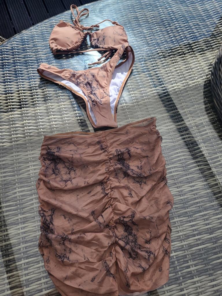 Bikini met rokje - Roze/Bruin marmerprint, Ophalen, Nieuw, Roze, Bikini