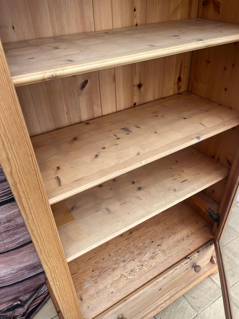 Grenenhouten Boerenkast - Massief Hout met Glazen Deur, Ophalen