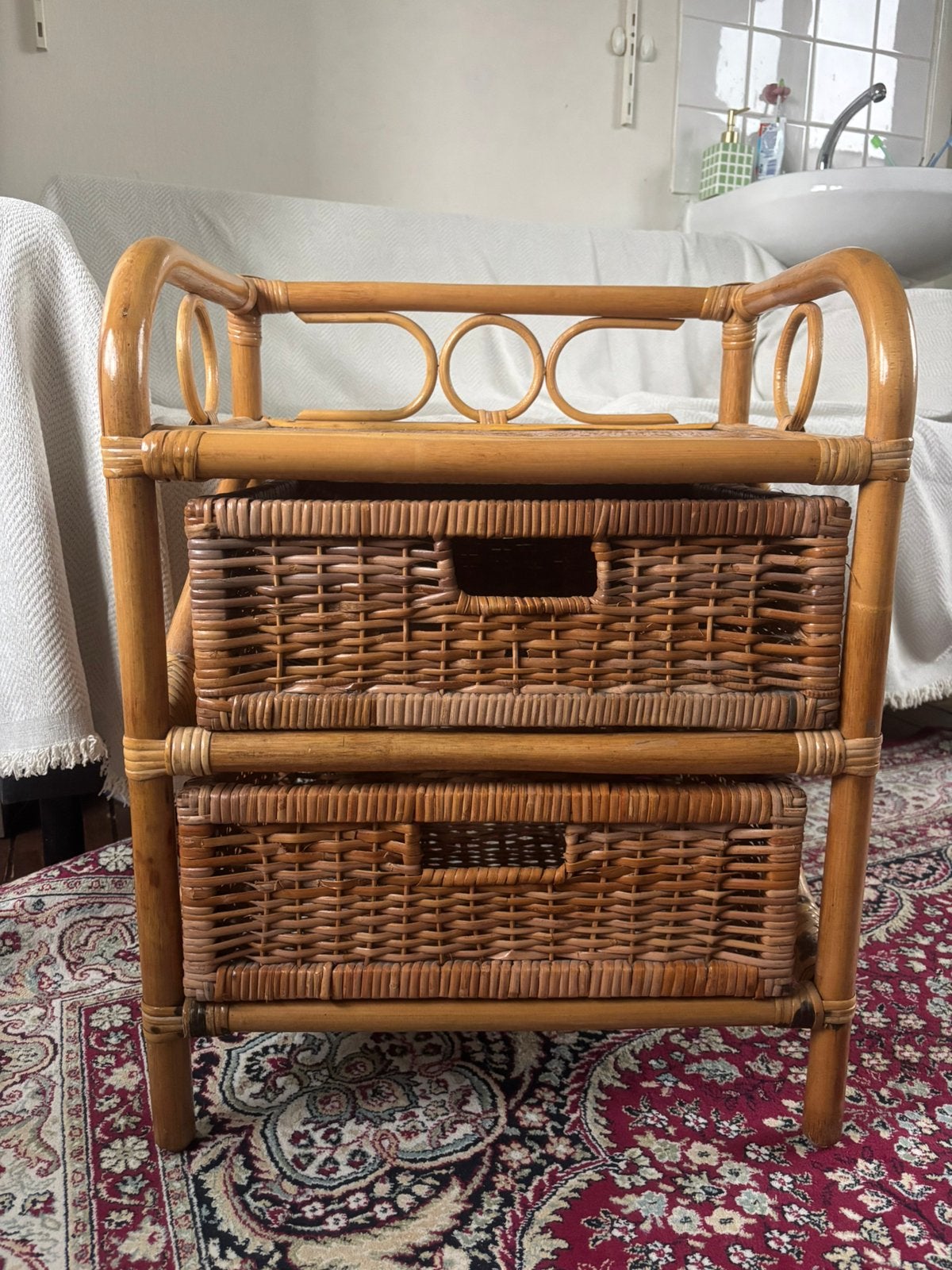 Rotan ladekastje, Huis en Inrichting, Woonaccessoires | Krantenbakken en Lectuurbakken, Ophalen, Gebruikt