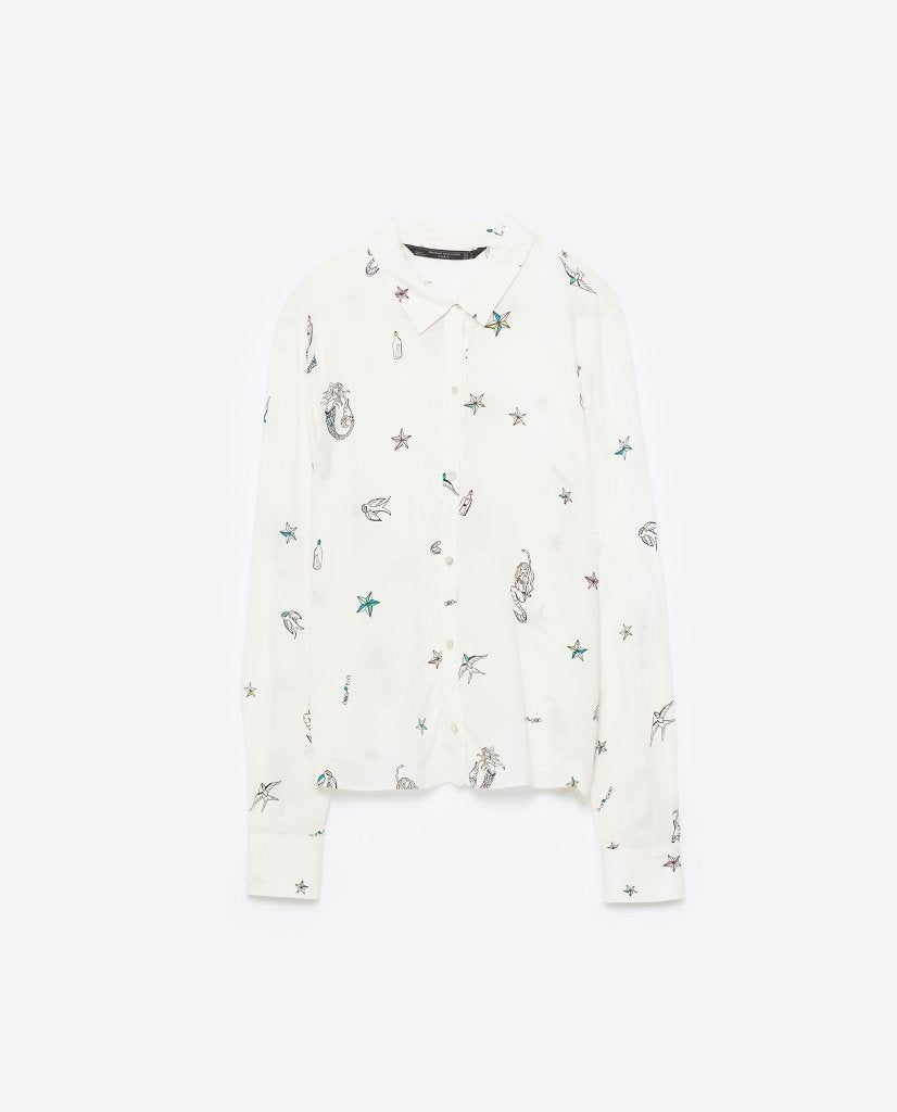 Mermaid print blouse (ZARA), Kleding | Dames, Nieuw, Ophalen of Verzenden, Maat 34 (XS) of kleiner, Zara