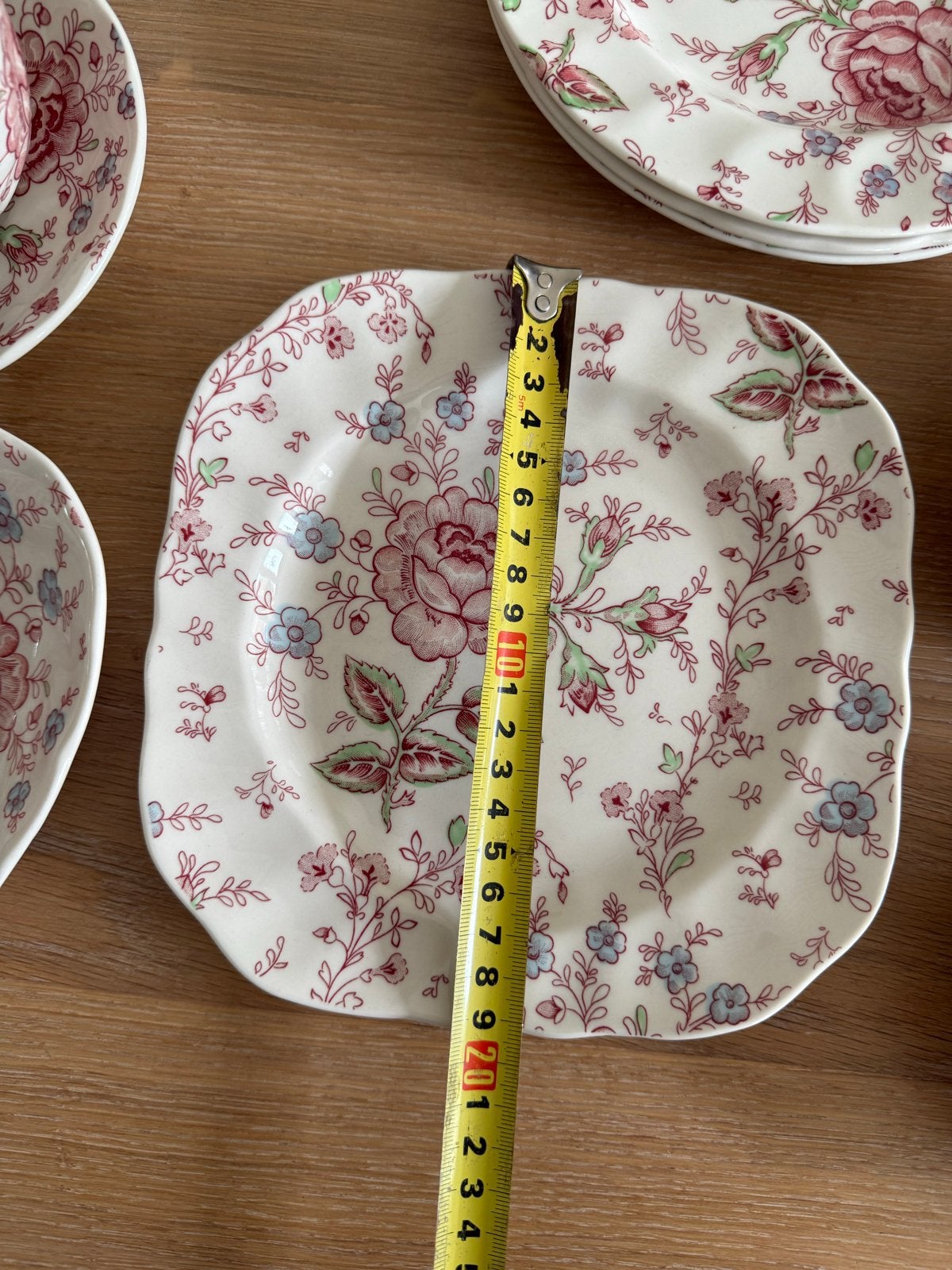 Johnson Bros Rose Chintz Vierkant Ontbijtbord 19 cm, Ophalen, Gebruikt, Overige merken, Vintage