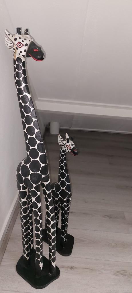 Houten giraffen set, Huis en Inrichting, Woonaccessoires | Overige, Ophalen