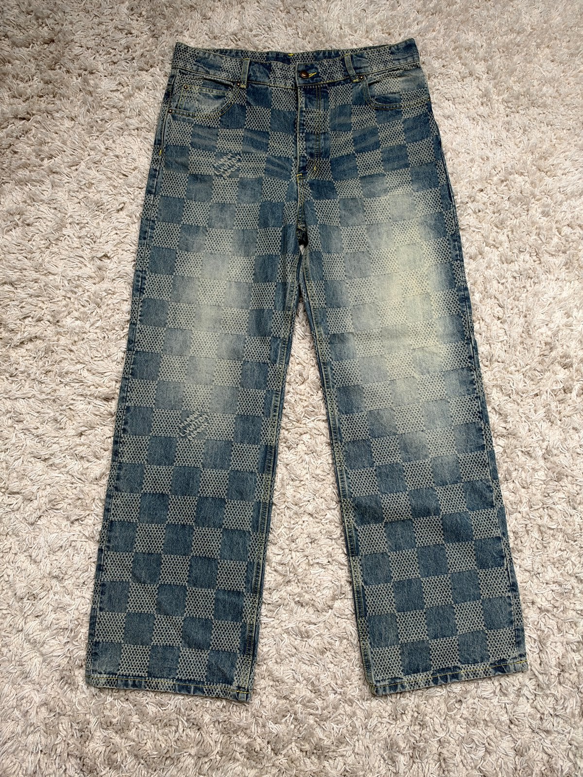 Louis Vuitton Damier Denim Jeans, Kleding | Heren, Ophalen of Verzenden, Zo goed als nieuw, Blauw, W36 - W38 (confectie 52/54)