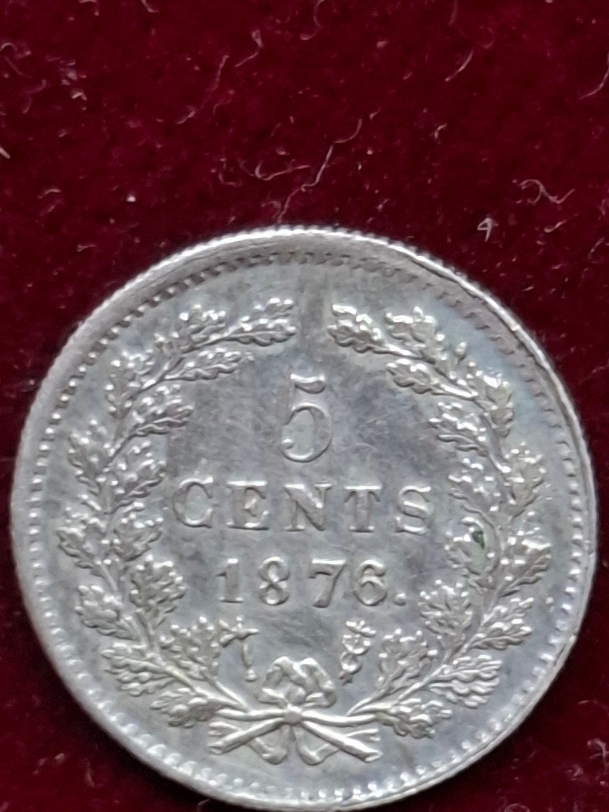 Zilveren 5 Cents Munt Nederland 1876 Koning Willem III, Koning Willem III, Zilver, Ophalen of Verzenden, Losse munt