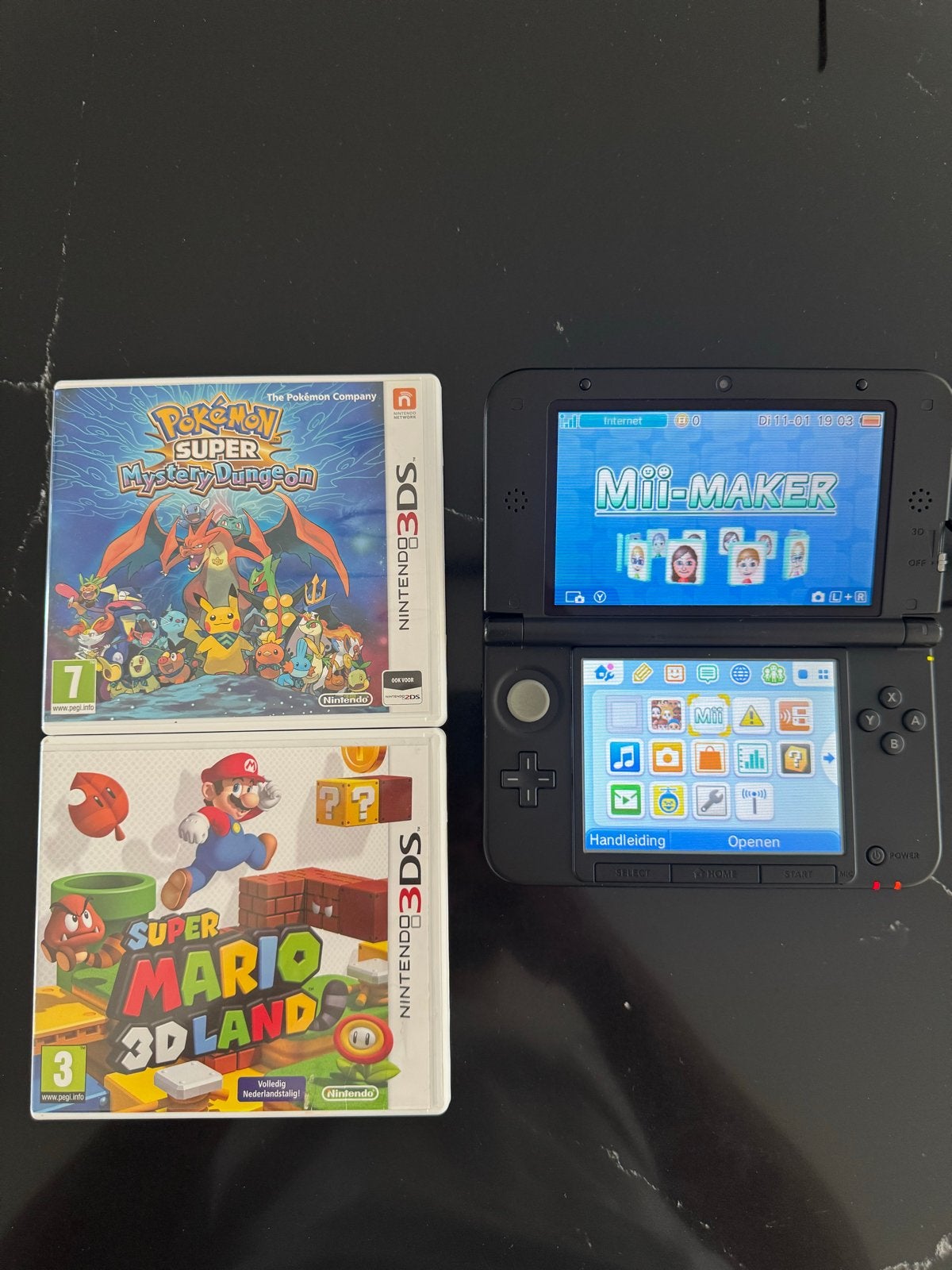 Nintendo 3DS XL Blauw/Zwart met Mario & Pokémon games, Met games, Blauw, Refurbished, 3DS XL