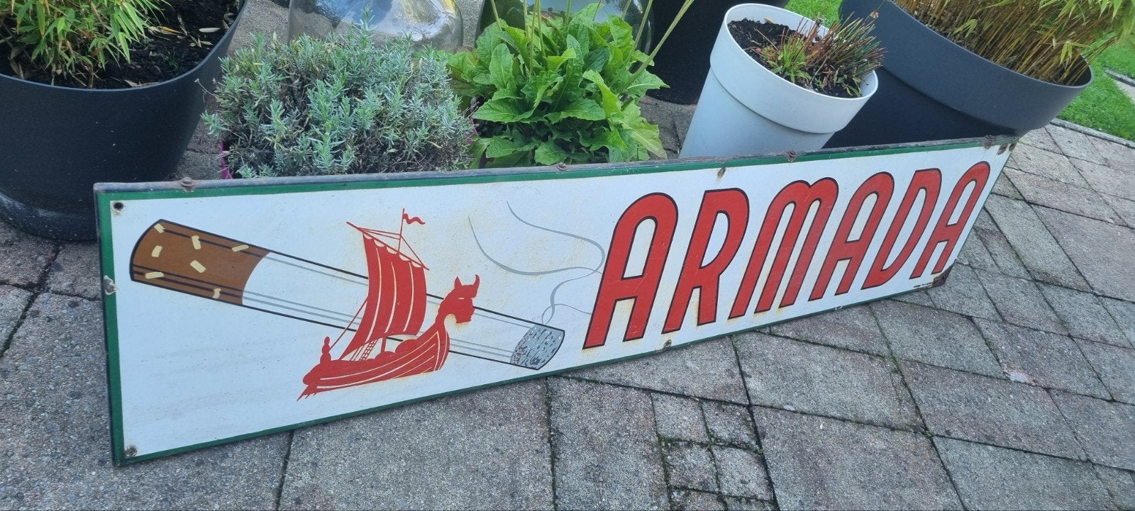 Armada tabak bord reclamebord antiek emaille, Ophalen of Verzenden, Gebruikt, Reclamebord