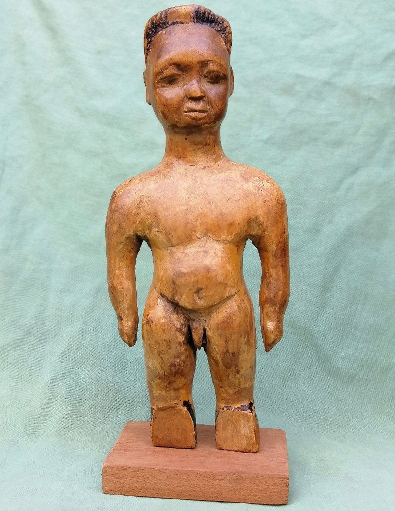 Houten pop Afrika Ewe Togo jongetje Venovi, Antiek en Kunst, Hout, Afrika, Ophalen of Verzenden, 21 cm