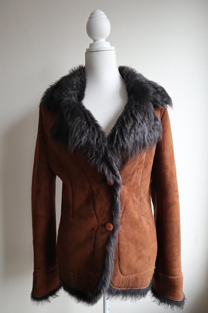Luxe Amoress merino lamb shearling jas, Kleding | Dames, Jassen | Winter, Maat 38/40 (M), Bruin, Amoress, Ophalen of Verzenden