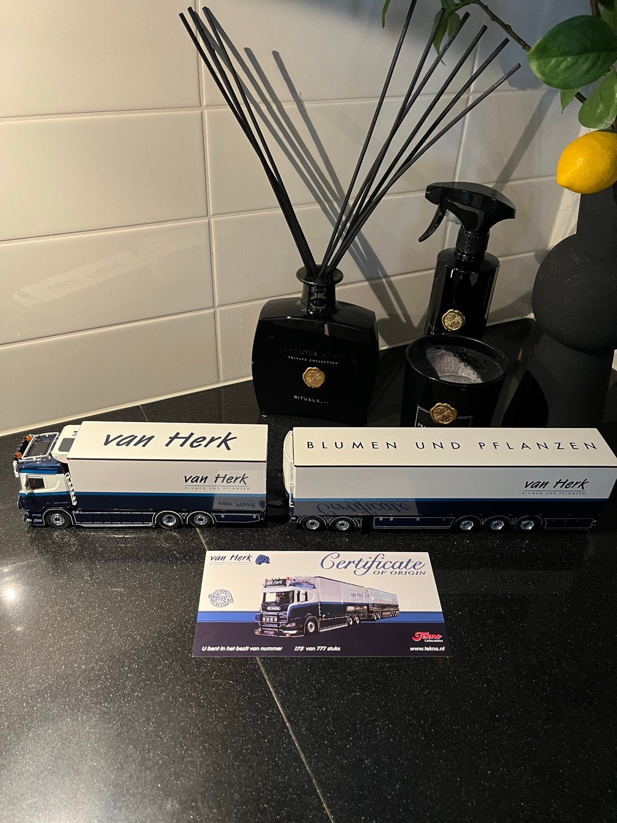 Tekno Scania van Herk LZV model, 1:50 of kleiner, Zo goed als nieuw, Truck, Ophalen