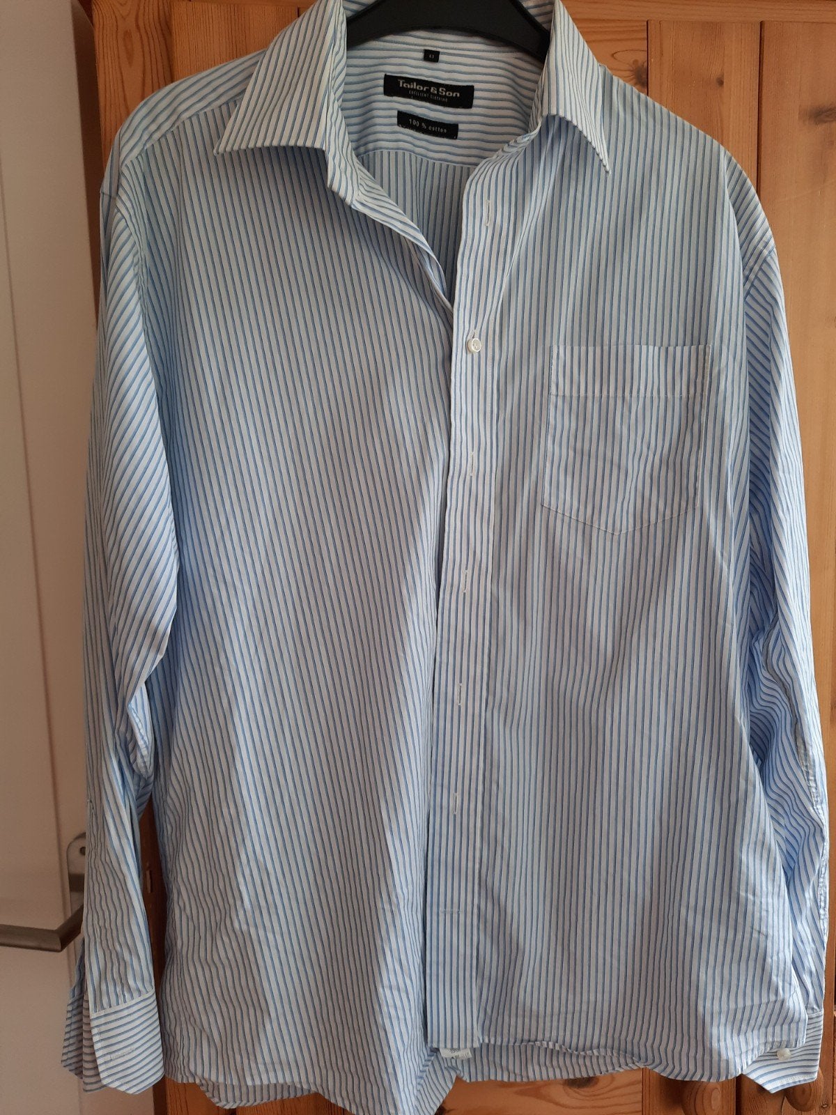 Tailor & Son overhemd - Halswijdte 43/44 (XL), Blauw, Tailor & Son, Ophalen of Verzenden, Zo goed als nieuw
