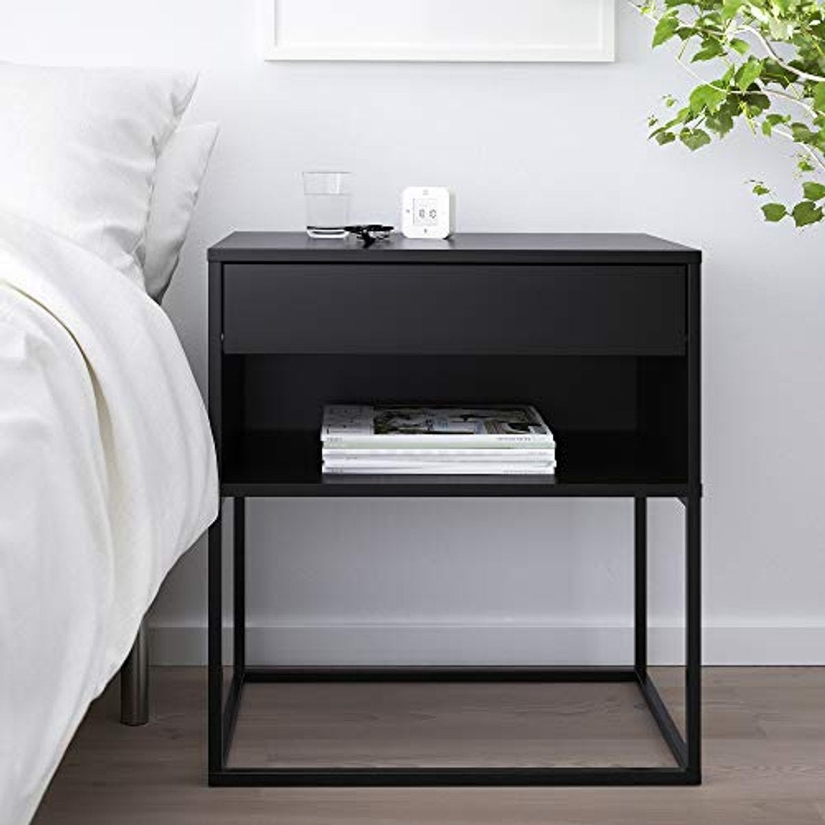 Set van 2 moderne zwarte bedkasten - Zo goed als nieuw, Ophalen, Zo goed als nieuw, 45 tot 65 cm, 70 cm of meer