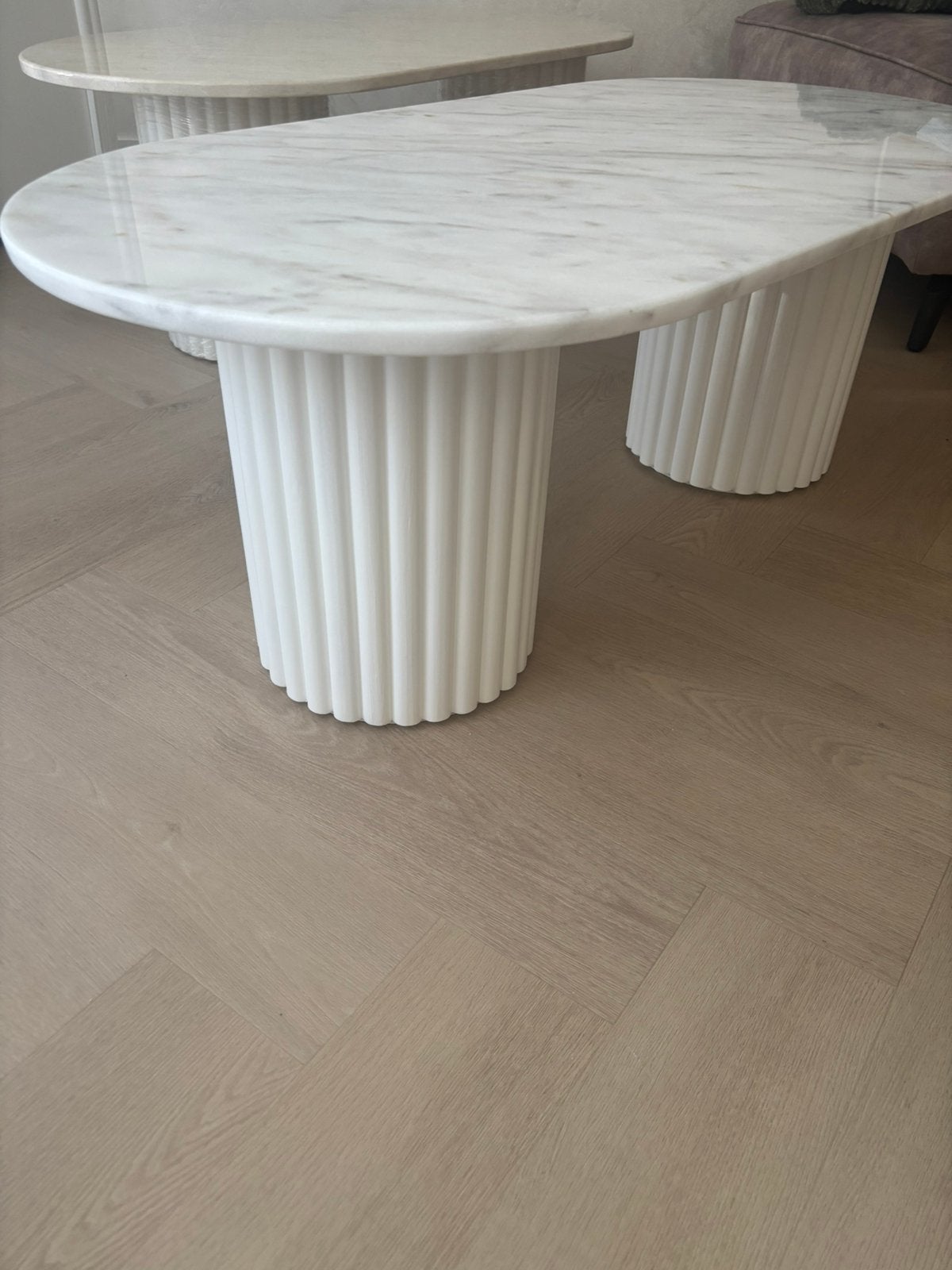 Luxe Ibiza marmeren salontafel – HAND MADE, Huis en Inrichting, Tafels | Salontafels, Ophalen, 100 tot 150 cm, Nieuw, 50 tot 100 cm