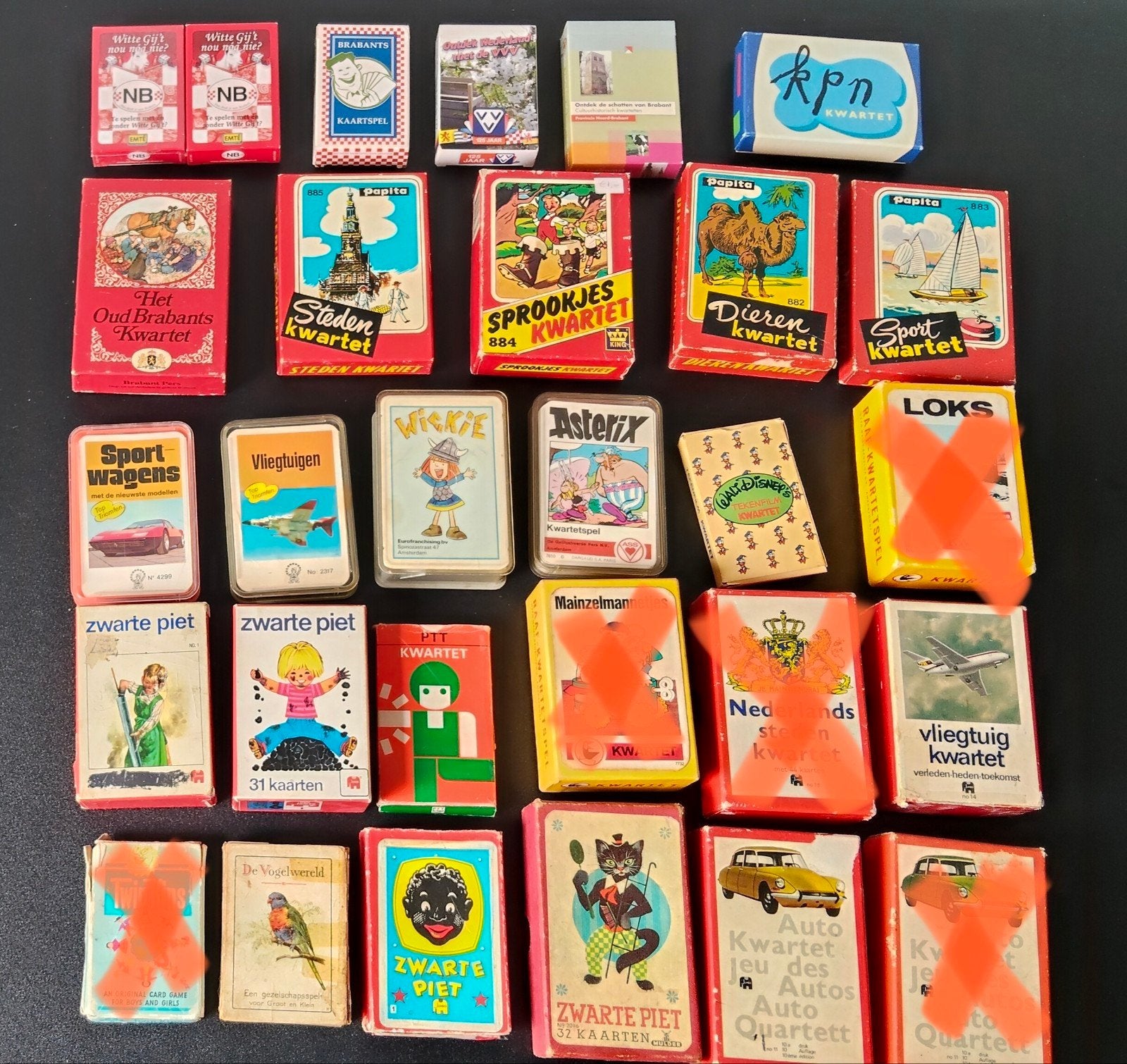 Grote collectie vintage kwartet- en kaartspellen, Verzamelen, Speelkaarten, Jokers en Kwartetten, Ophalen of Verzenden, Gebruikt
