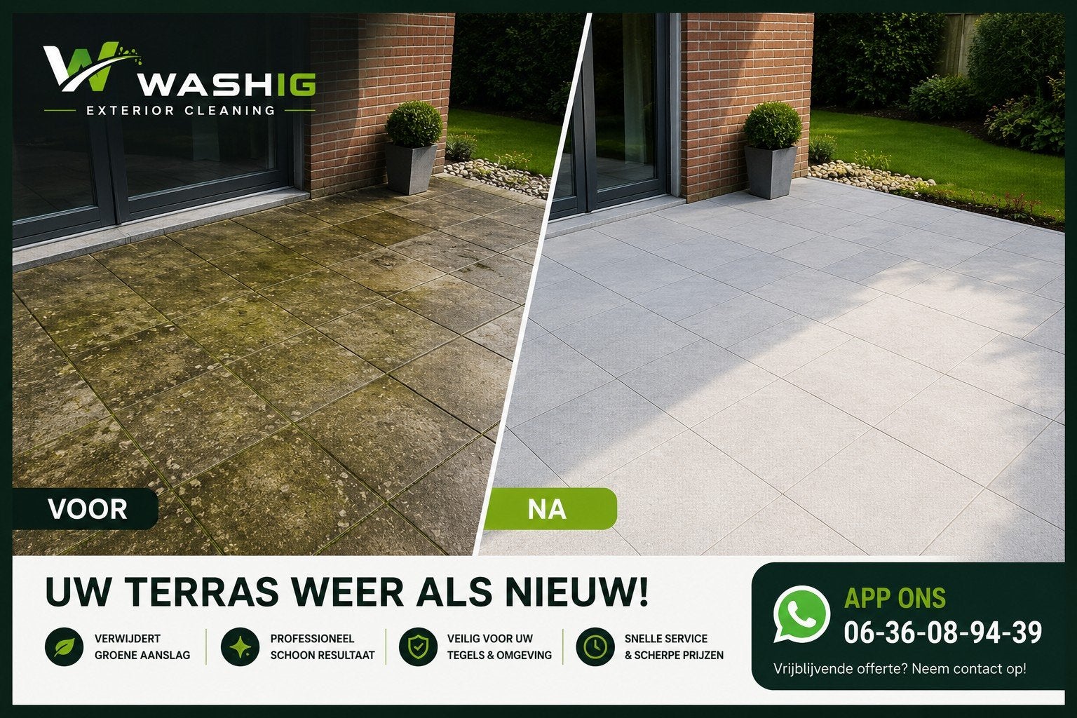Terras professioneel laten reinigen | WASHIG
