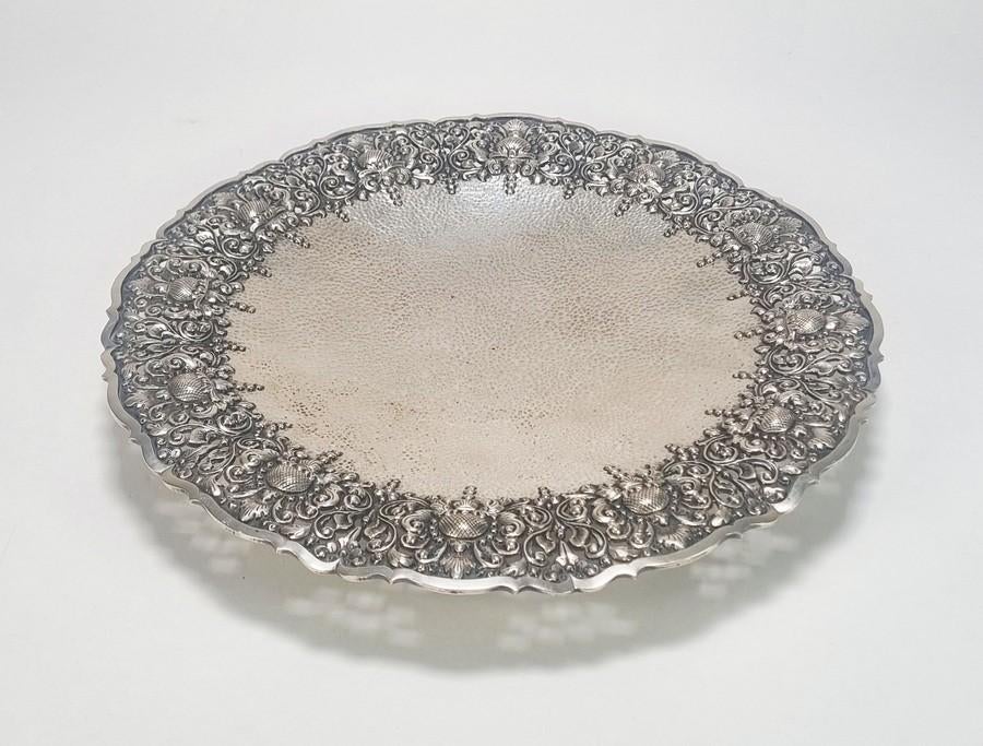 1035. Djokja zilveren schaal - Java, ca. 1930, Ophalen of Verzenden, Zilver