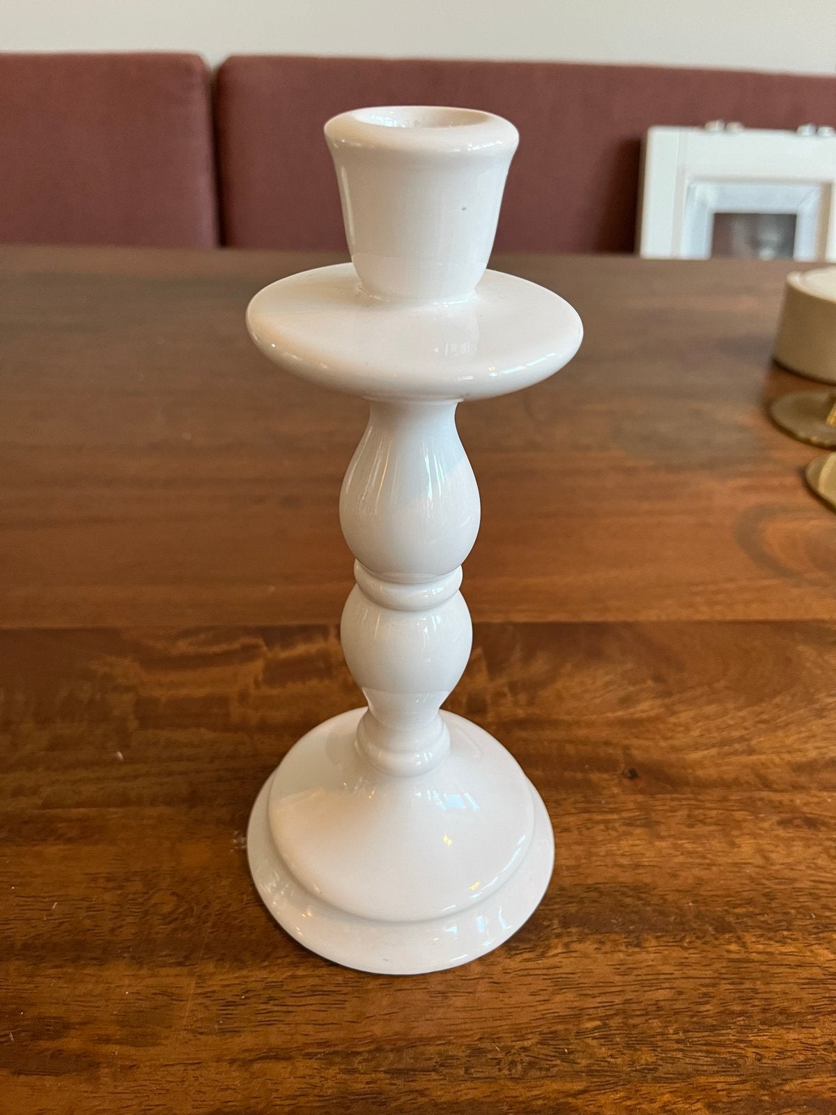 Witte Keramieken Kandelaar - Elegant en Tijdloos, Huis en Inrichting, Wit, Ophalen of Verzenden, Zo goed als nieuw, Steen/keramiek