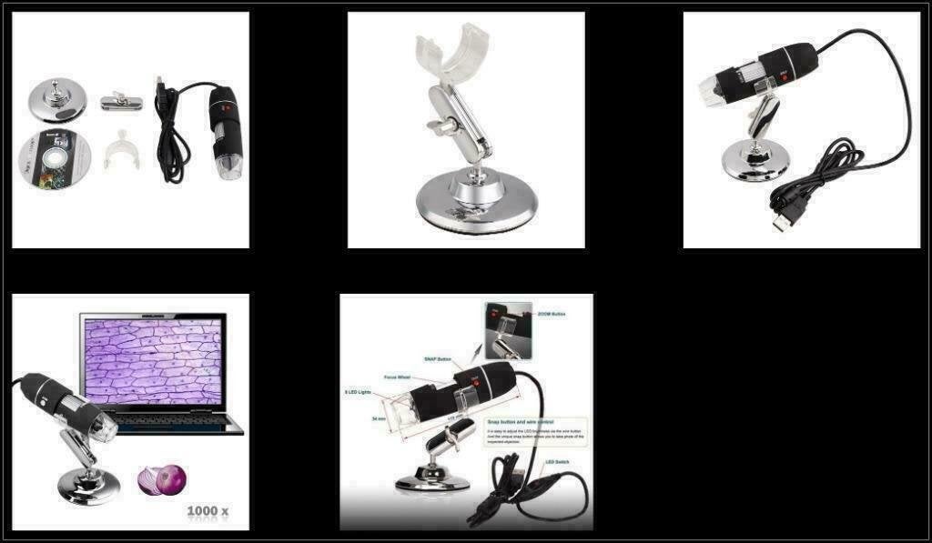Dennis Gadgets : 1000 X 8 LED  digitale microscoop-endoscoop, Audio, Tv en Foto, Ophalen of Verzenden, Nieuw, 400x tot 1000x, Biologische microscoop