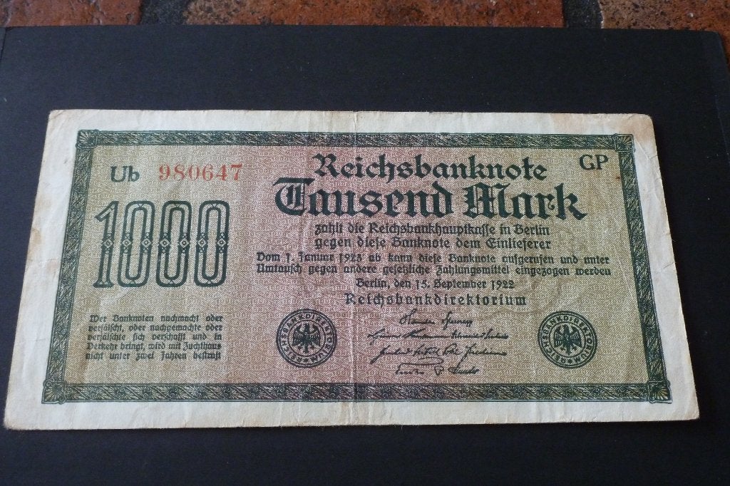 Bankbiljet - Duitsland - oud biljet 1000 mark 1922 fr+/zf-, Postzegels en Munten, Ophalen of Verzenden, Duitsland, Los biljet