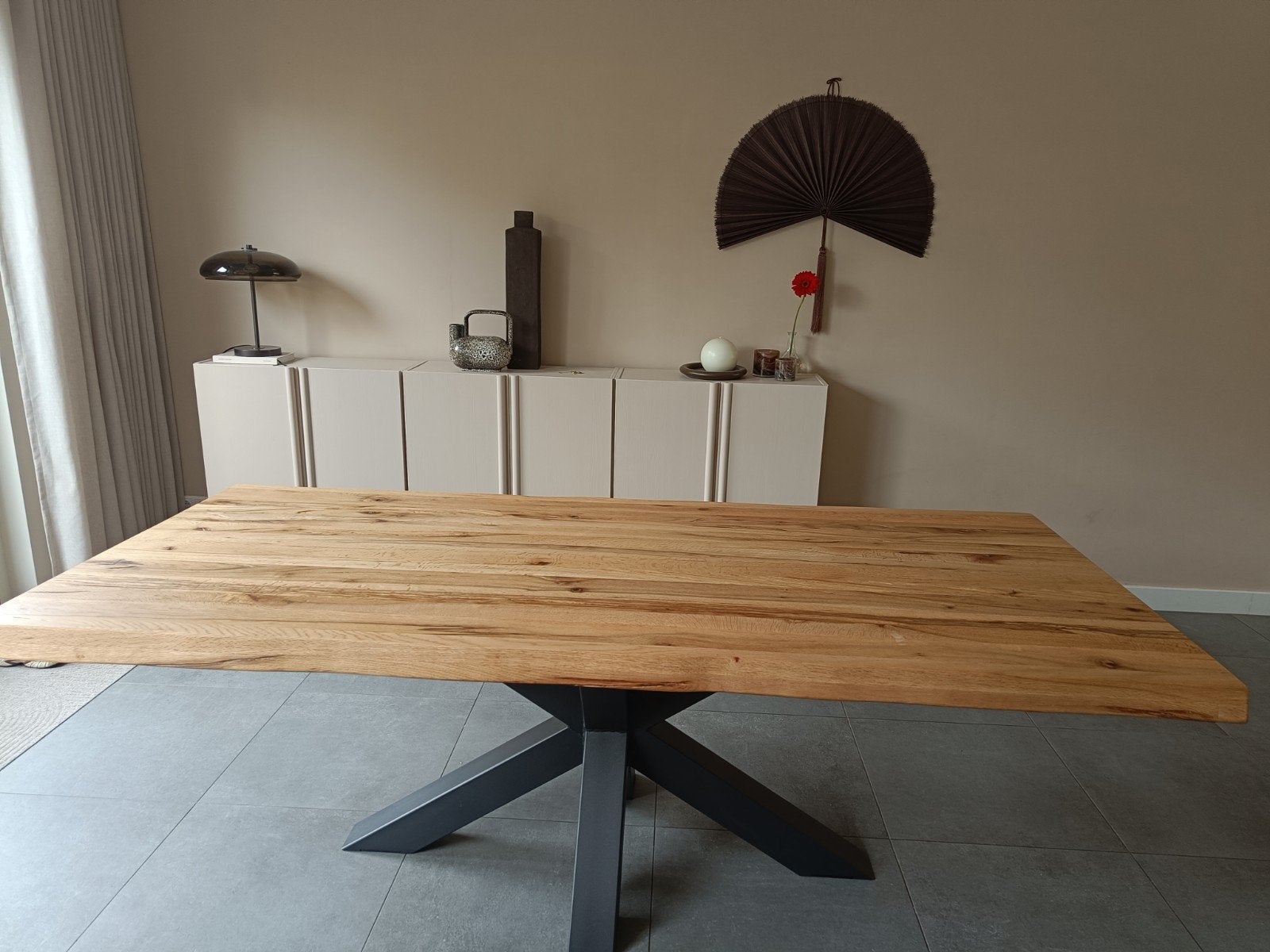 Houten eettafel 220 x 100 eiken kleur