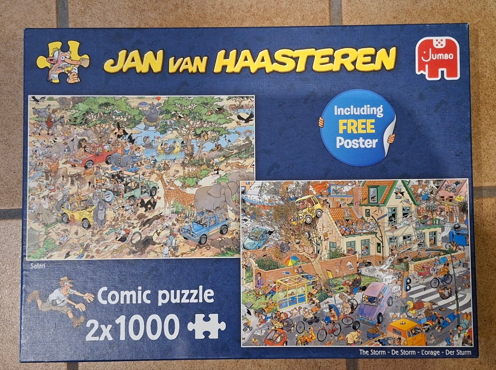 Jan van Haasteren 2x 1000 stukjes - Safari en Storm, Ophalen of Verzenden, 500 t/m 1500 stukjes, Zo goed als nieuw