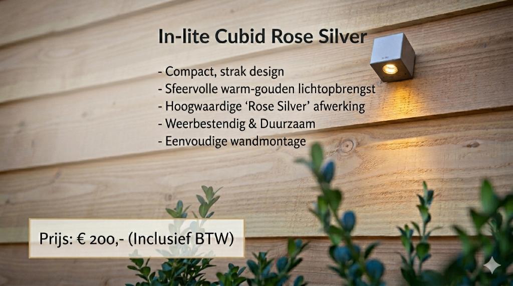 In-Lite Cubid Rose Silver 5 st., Tuin en Terras, Buitenverlichting, Minder dan 50 watt, Wandlamp, Nieuw, Ophalen of Verzenden